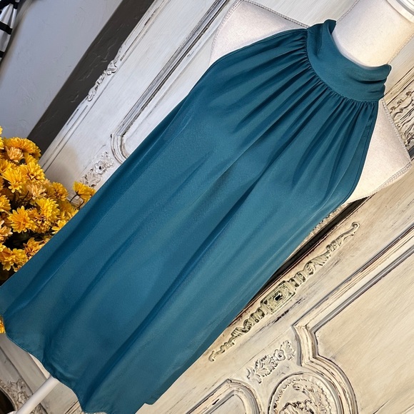 Max Studio Elegant Teal Halter Neck Women's Top with Back Bow - Picture 3 of 7